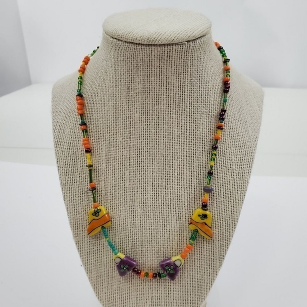 Beaded Purse‎ Necklace Shoe Yellow Orange Purple Sh